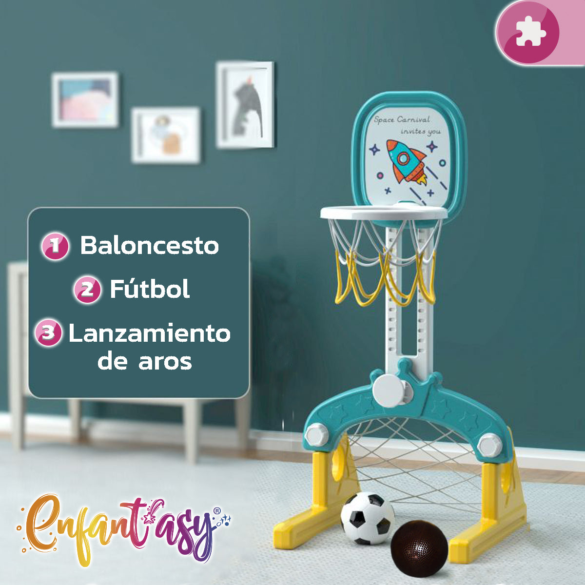 Cancha de Baloncesto y Fútbol 3 en 1