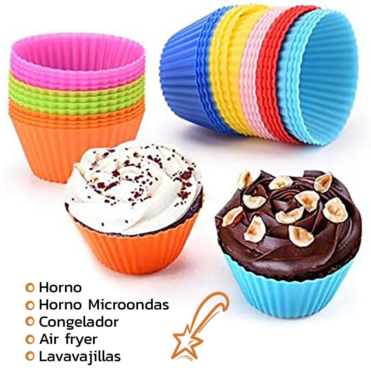 Molde Silicona Cupcakes, Muffins x6