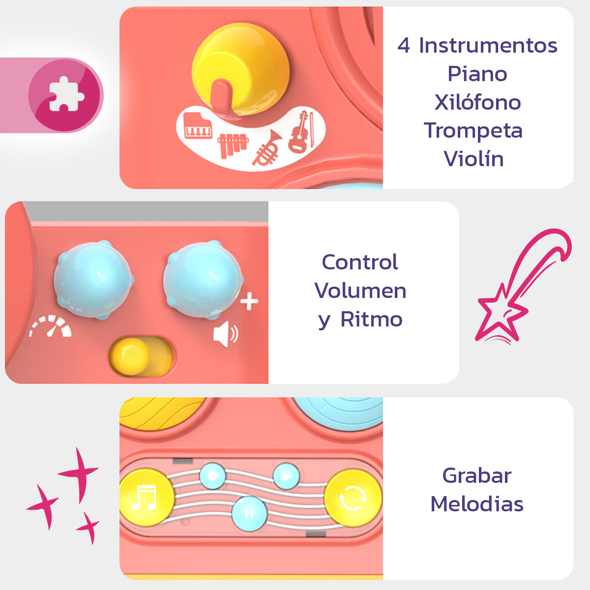 Piano Grande bateria con microfono