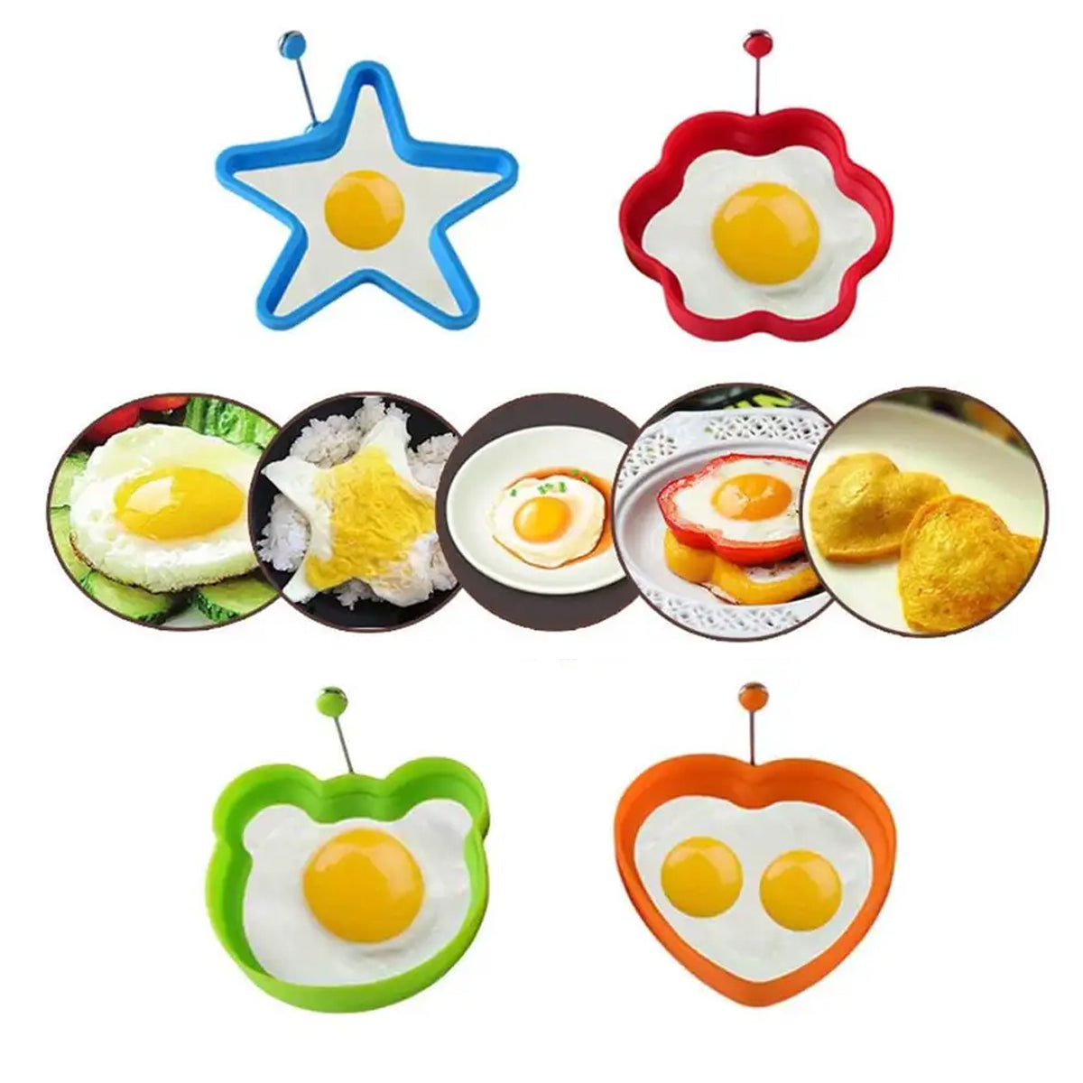 Molde Silicona Figura para Freír Huevos, Pancakes, Tortilla X4