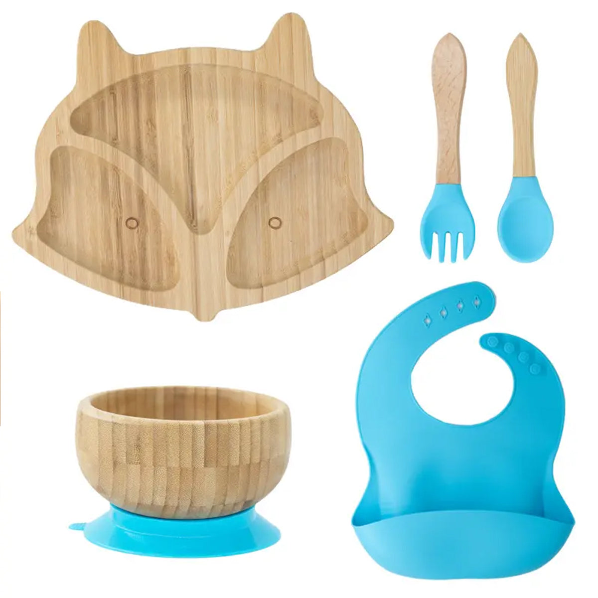 Plato Bambú antideslizante con Cuchara Silicona