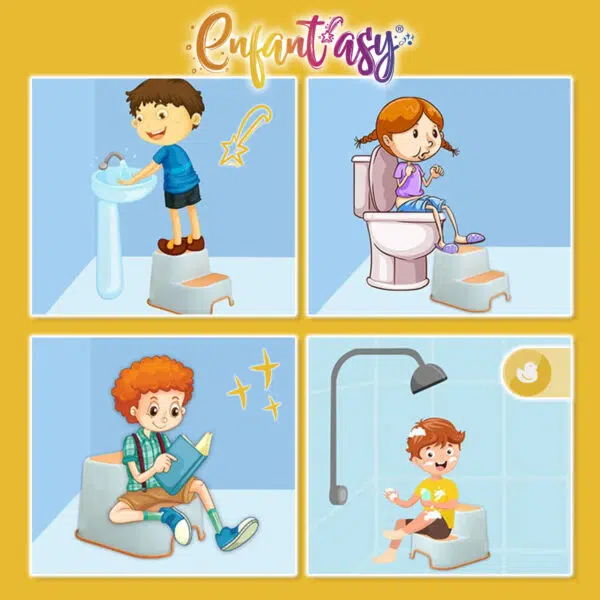 Taburete plástico con dos escalones para niños