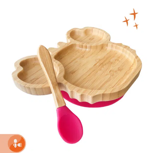 Plato Bambu Antideslizante Con Cuchara Silicona - Imagen 9