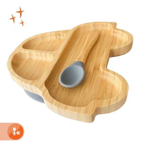 Plato Bambu Antideslizante Con Cuchara Silicona - Imagen 11