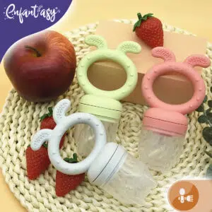 Chupo Fruta Para Bebé Silicona con Mordedor estuche y 3 boquillas