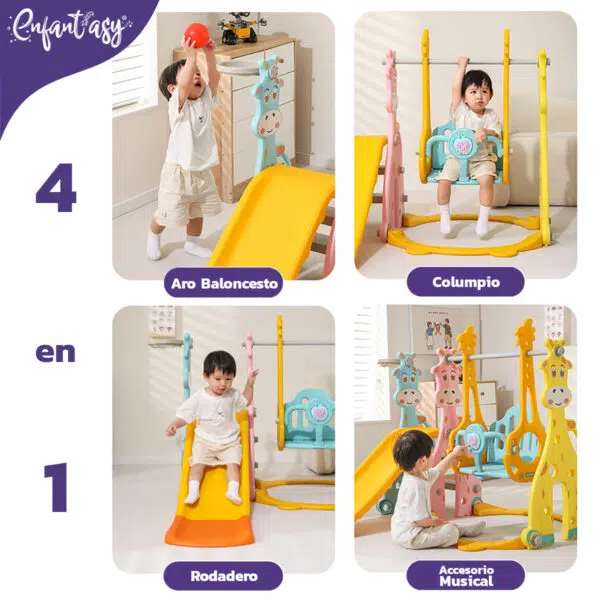Mini parque 3 en 1 columpio + rodadero - Imagen 3