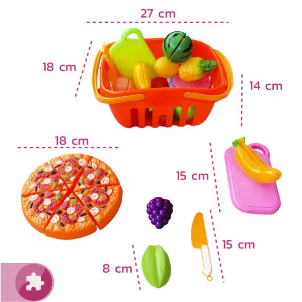 Cesta de alimentos con velcro para cortar, juguete educativo