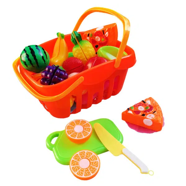 Cesta de alimentos con velcro para cortar, juguete educativo