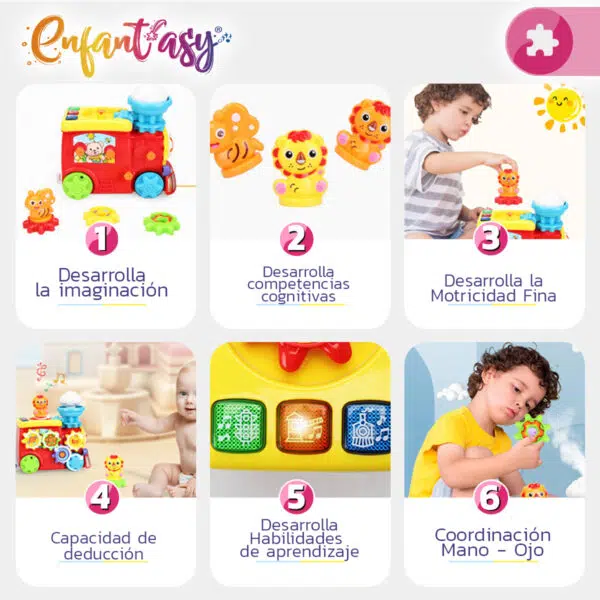 Tren Infantil con Luces y Sonido: Tren infantil con luces y sonido para bebés y niños, Tren educativo para niños y bebés con luces y sonido