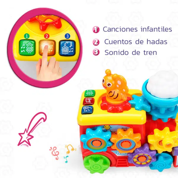 Tren Infantil con Luces y Sonido: Tren infantil con luces y sonido para bebés y niños, Tren educativo para niños y bebés con luces y sonido