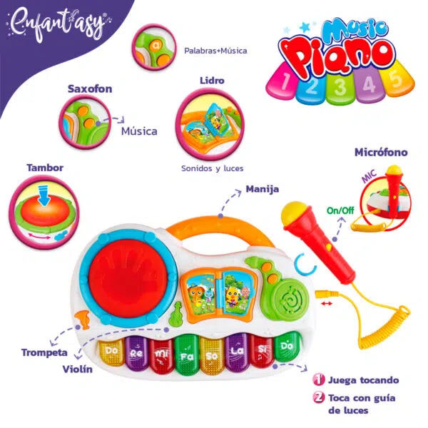 Piano y Tambor para Niños: Piano y tambor para niños y bebés, Piano musical y tambor para bebés y niños pequeños