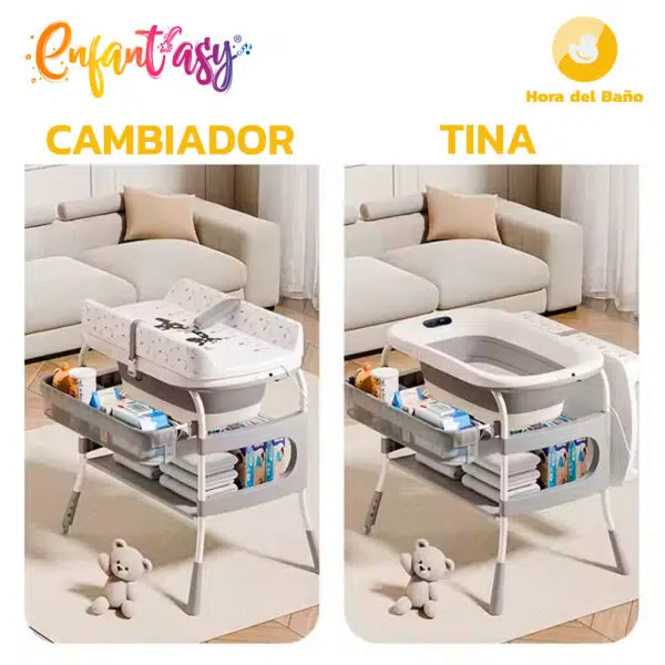Tina Cambiador con soporte termómetro y organizador - Imagen 3